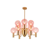 Clear Glass Pink Cluster Dining Room Bubble Chandelier Image - 14