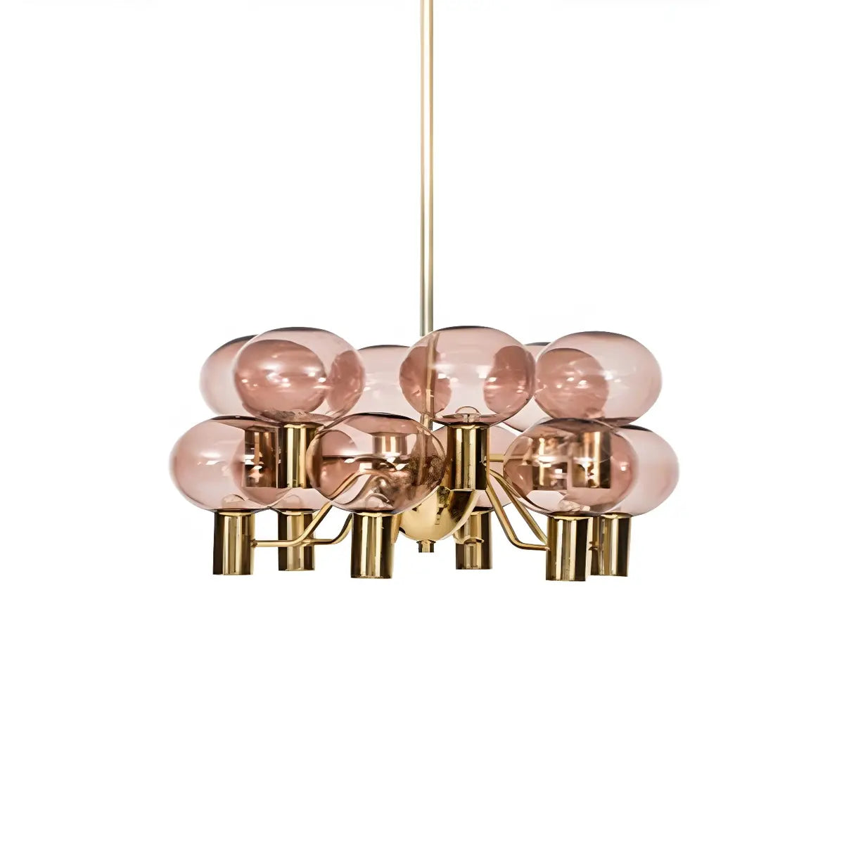 Clear Glass Pink Cluster Dining Room Bubble Chandelier Image - 15