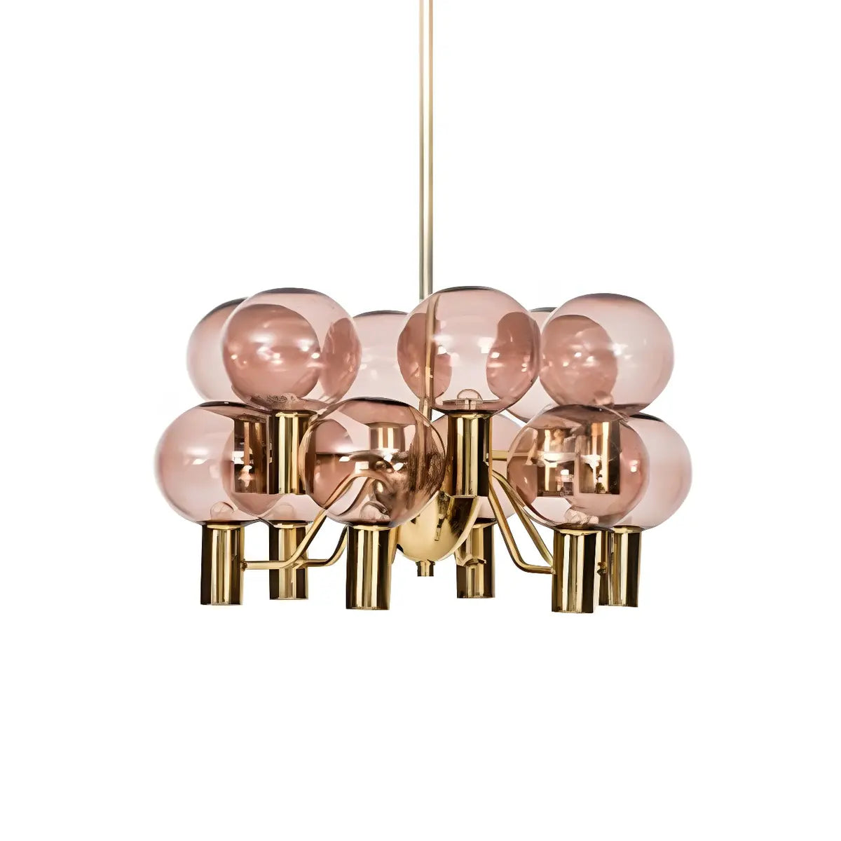 Clear Glass Pink Cluster Dining Room Bubble Chandelier Image - 16