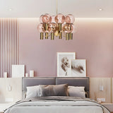 Clear Glass Pink Cluster Dining Room Bubble Chandelier Image - 22