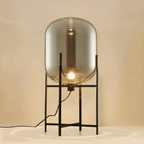 Clear Glass Shade Black Metal Stand Decor Table Lamp Image - 1