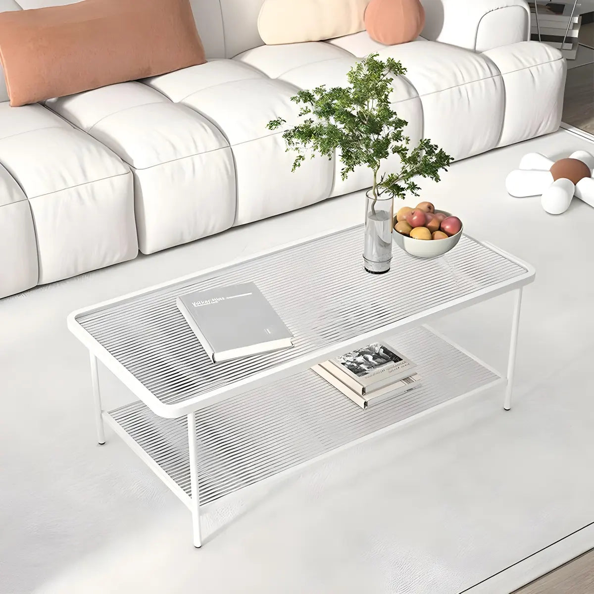 Clear Glass Shelves Scratch Resistant Coffee Table Image - 1