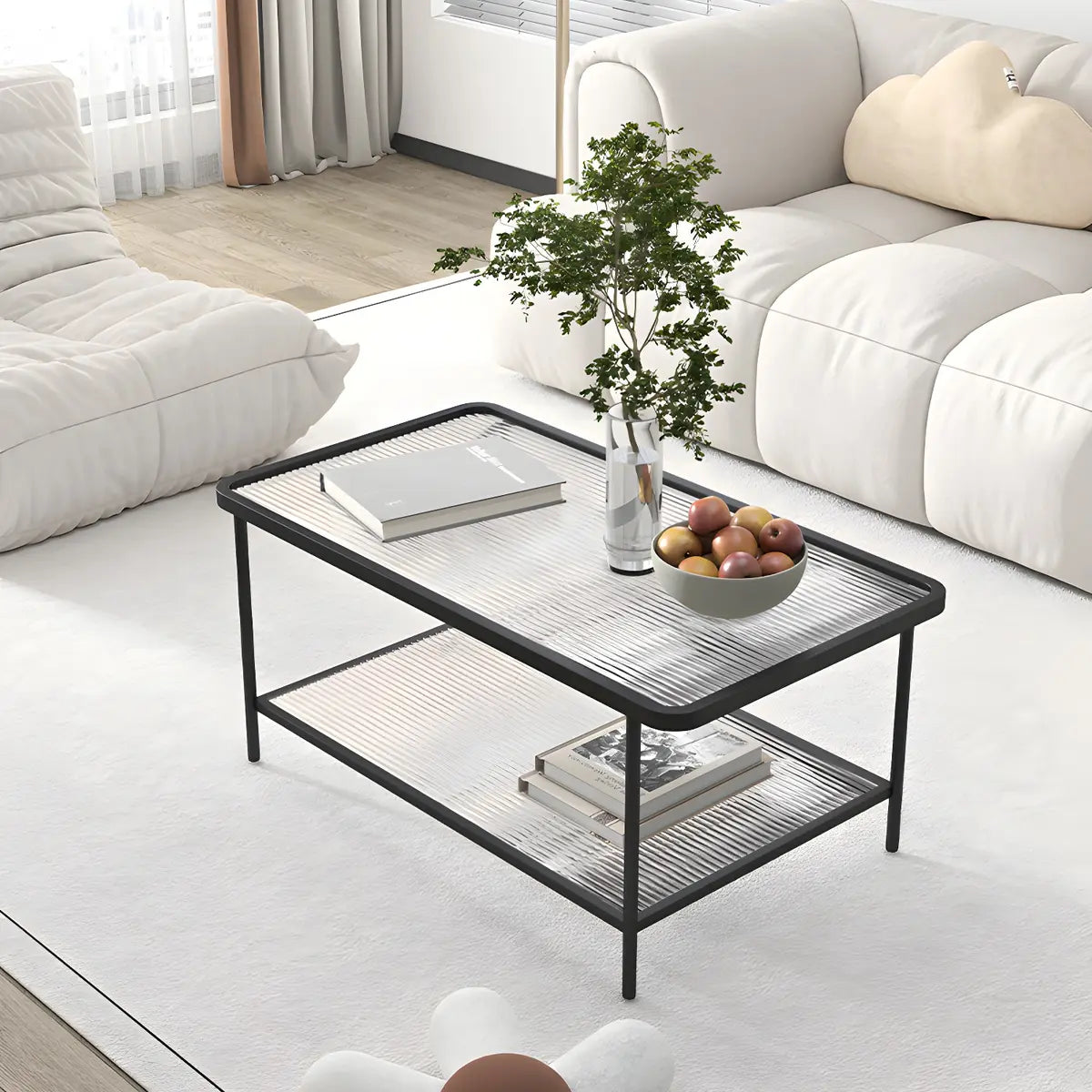 Clear Glass Shelves Scratch Resistant Coffee Table Image - 14