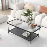 Clear Glass Shelves Scratch Resistant Coffee Table Image - 15