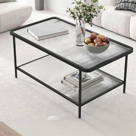 Clear Glass Shelves Scratch Resistant Coffee Table Image - 2