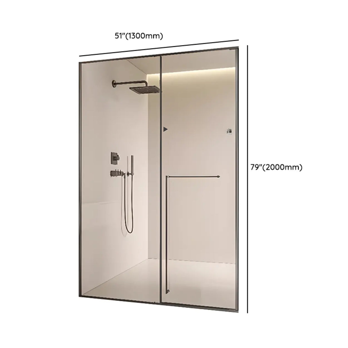 Clear Glass Sliding Glass Shower Door with Towel Bar Image - 11