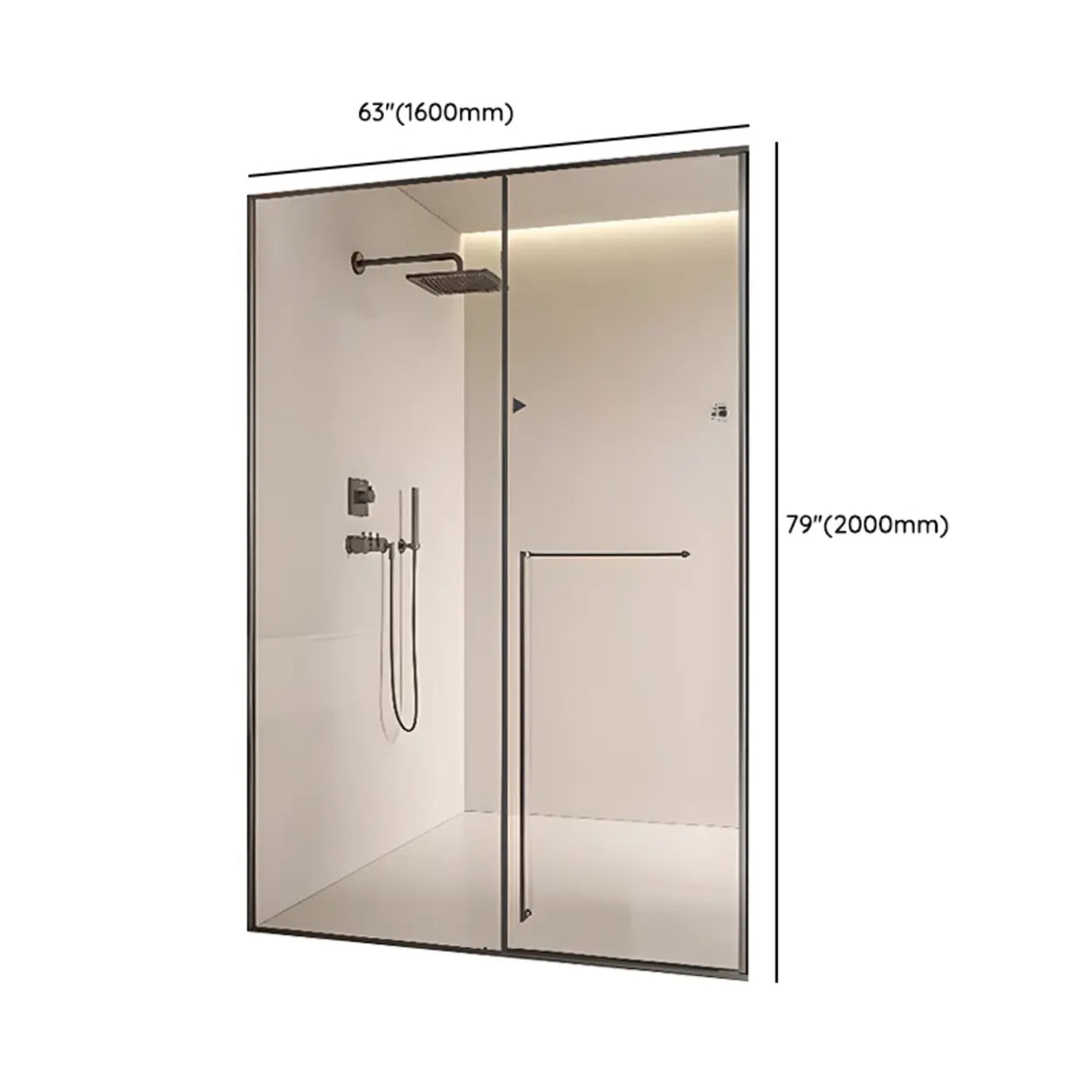 Clear Glass Sliding Glass Shower Door with Towel Bar Image - 14