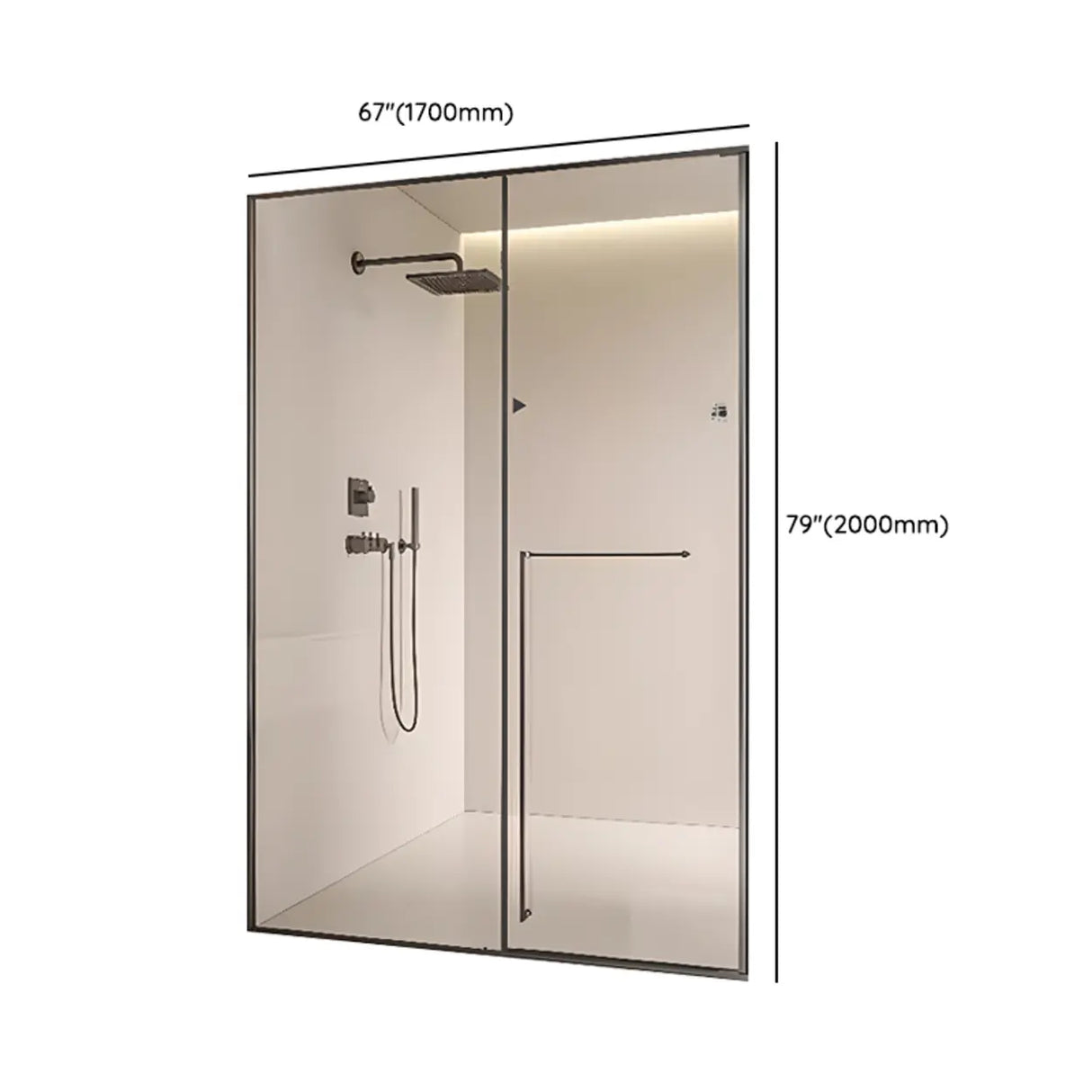 Clear Glass Sliding Glass Shower Door with Towel Bar Image - 15