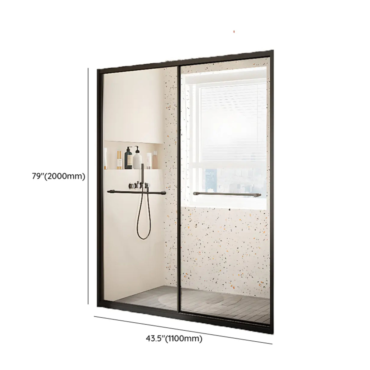 Clear Tempered Glass Sliding Shower Door with Towel Bar 