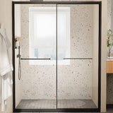 Clear Tempered Glass Sliding Shower Door with Towel Bar Image - 5