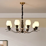 Clear Wine Glass Curve Arm Living Room Large Chandelier Image - 11