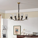 Clear Wine Glass Curve Arm Living Room Large Chandelier Image - 4