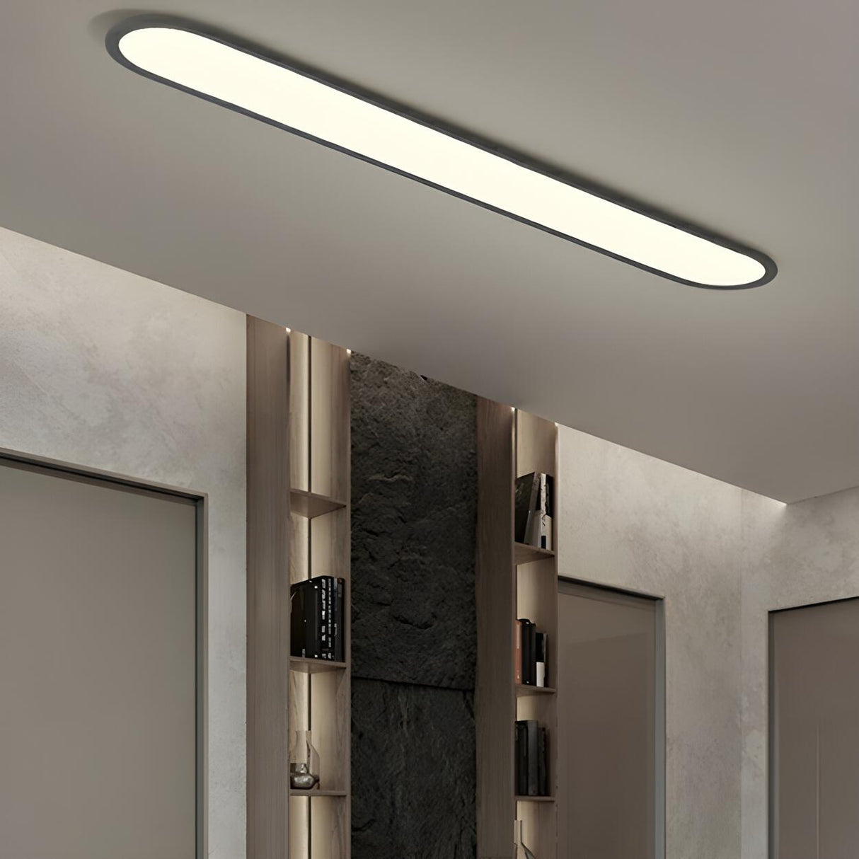 Cloakroom Black Strip LED Flush Mount Ceiling Light Image - 2