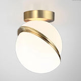 Cloakroom Two Hemispheres Gold Semi-Flush Mount Light Image - 4