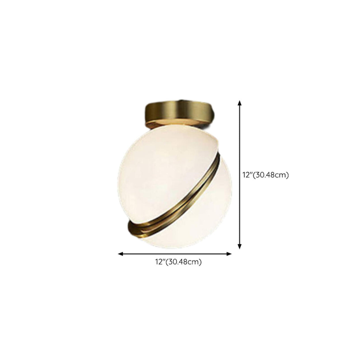 Cloakroom Two Hemispheres Gold Semi-Flush Mount Light 