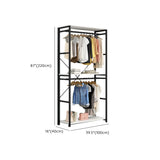 Clothing Rod Shelve Metal White Large Wardrobe with Curtains Image - 10