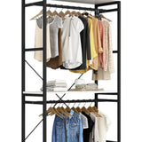 Clothing Rod Shelve Metal White Large Wardrobe with Curtains Image - 6