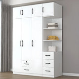 Clothing Rod White Armoire with Drawers and Shelves Image - 18