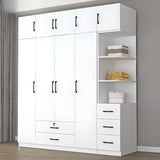 Clothing Rod White Armoire with Drawers and Shelves Image - 20