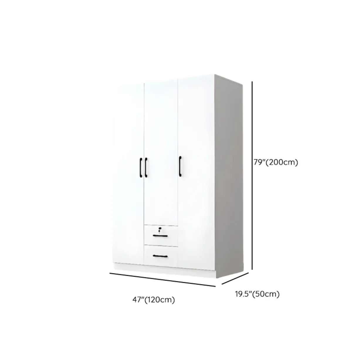 Clothing Rod White Armoire with Drawers and Shelves Image - 24