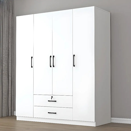 Clothing Rod White Armoire with Drawers and Shelves Image - 10