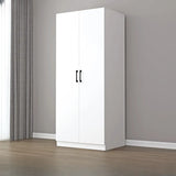 Clothing Rod White Armoire with Drawers and Shelves Image - 3