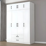 Clothing Rod White Armoire with Drawers and Shelves Image - 13