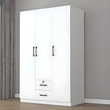 Clothing Rod White Armoire with Drawers and Shelves Image - 8