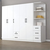 Clothing Rod White Armoire with Drawers and Shelves Image - 17