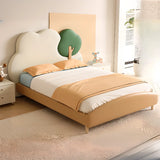 Cloud and Tree-Shaped Upholstered Wood Frame Kids Bed Image - 2