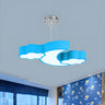 Cloud Moon Acrylic Bedroom Medium Blue Kids Chandelier Image - 1