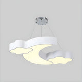 Cloud Moon Acrylic Bedroom Medium Blue Kids Chandelier Image - 11