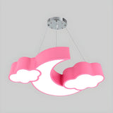 Cloud Moon Acrylic Bedroom Medium Blue Kids Chandelier Image - 7