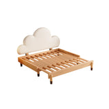 Cloud-Shaped Upholstered Headboard Wooden Kids Bed Image - 2