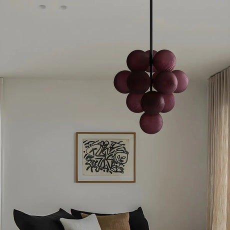 Cluster Grape Glass Living Room Purple Bubble Chandelier Image - 1