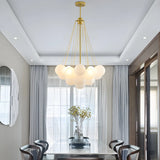 Cluster White Glass Dining Room Black Bubble Chandelier Image - 11