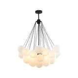 Cluster White Glass Dining Room Black Bubble Chandelier Image - 6