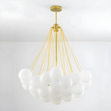 Cluster White Glass Dining Room Black Bubble Chandelier Image - 9