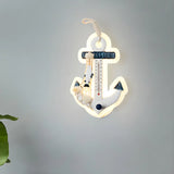 Coastal Anchor Wood Acrylic Kids Room Blue Wall Sconce Image - 1