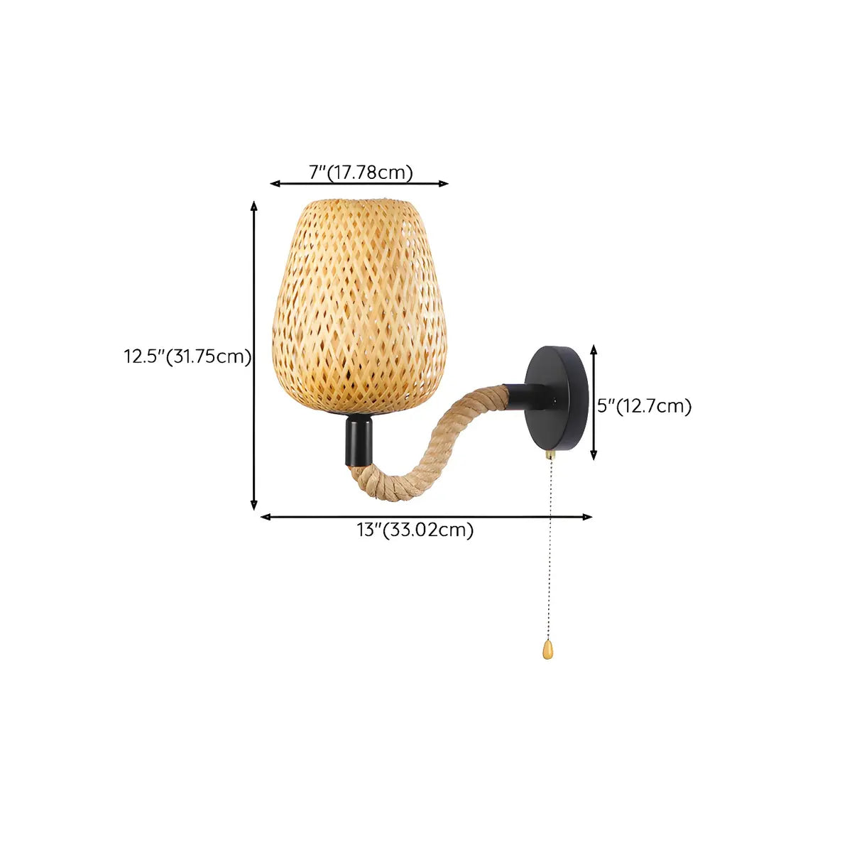 Coastal bamboo Rattan Restaurant Yellow Mini Wall Sconce 