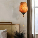 Coastal bamboo Rattan Restaurant Yellow Mini Wall Sconce Image - 3