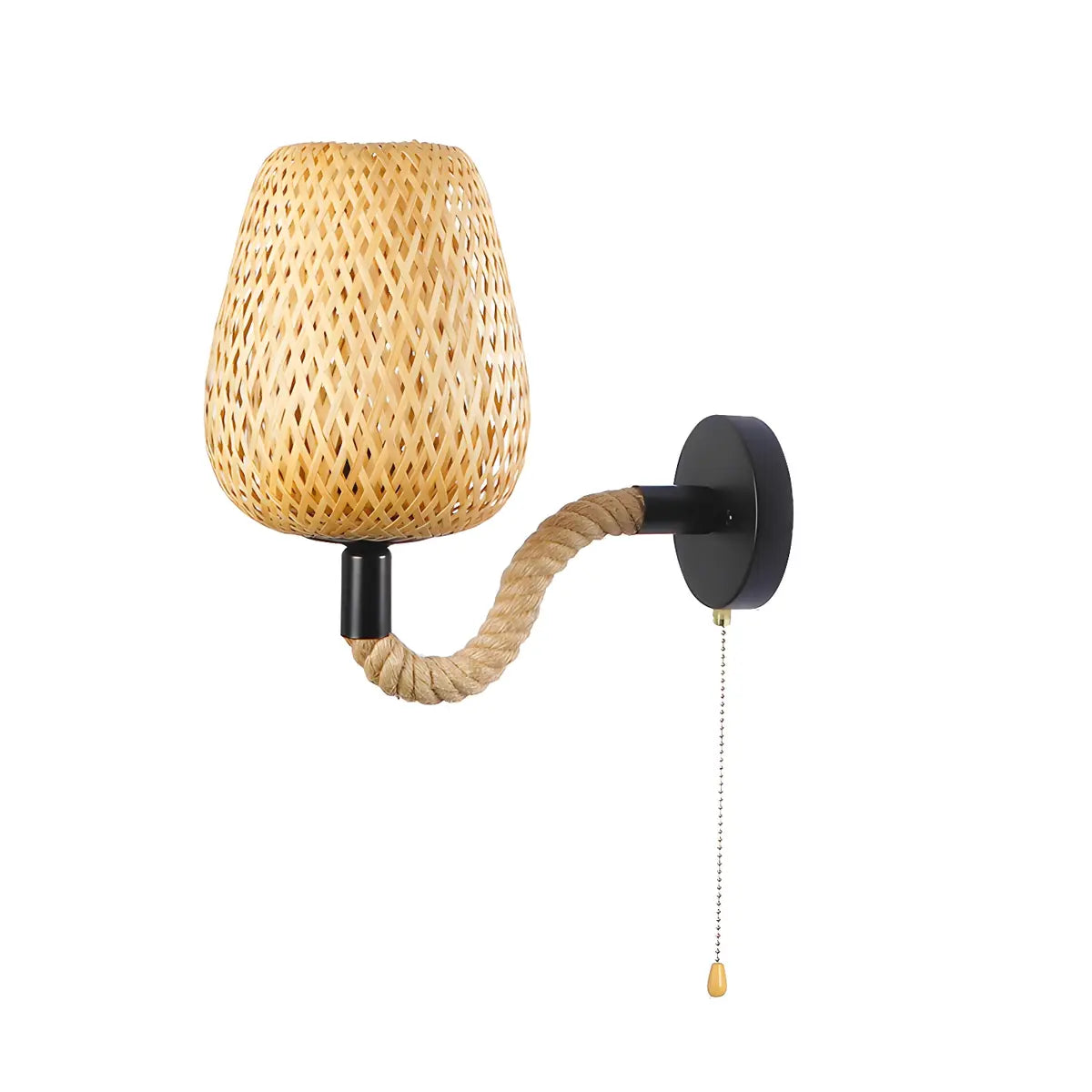 Coastal bamboo Rattan Restaurant Yellow Mini Wall Sconce Image - 5