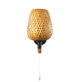 Coastal bamboo Rattan Restaurant Yellow Mini Wall Sconce Image - 6