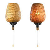 Coastal bamboo Rattan Restaurant Yellow Mini Wall Sconce Image - 9