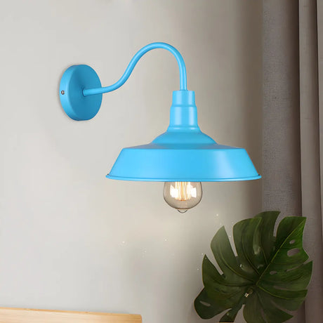 Coastal Barn Metal Bedroom Blue Reading Wall Sconce Image - 2