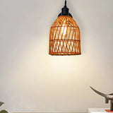 Coastal Birdcage Rattan Living Room Brown Small Wall Sconce Image - 4