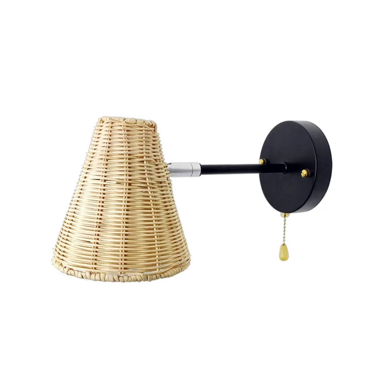 Coastal Cone Rattan Bedroom Brown Mini Wall Sconce Image - 6