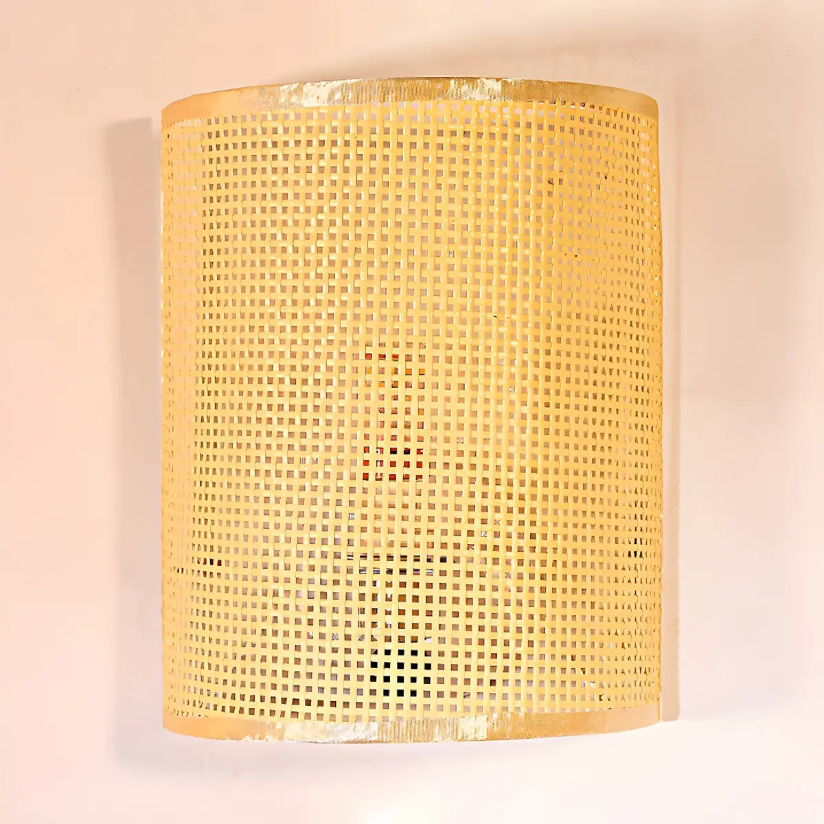 Coastal Cylinder Rattan Bedroom Mini Yellow Wall Sconce Image - 10