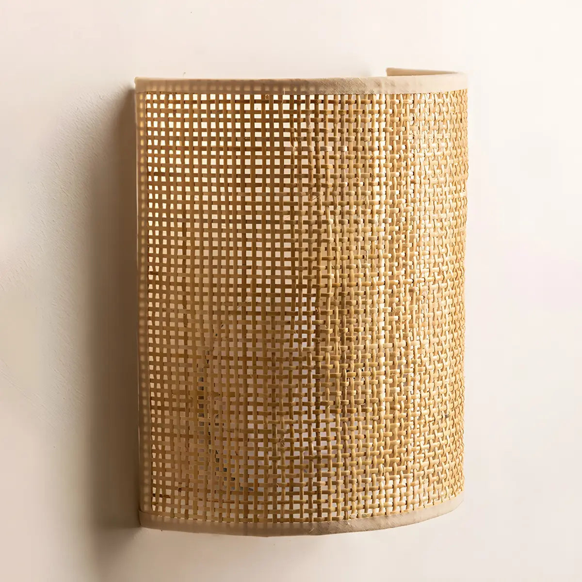 Coastal Cylinder Rattan Bedroom Mini Yellow Wall Sconce Image - 4