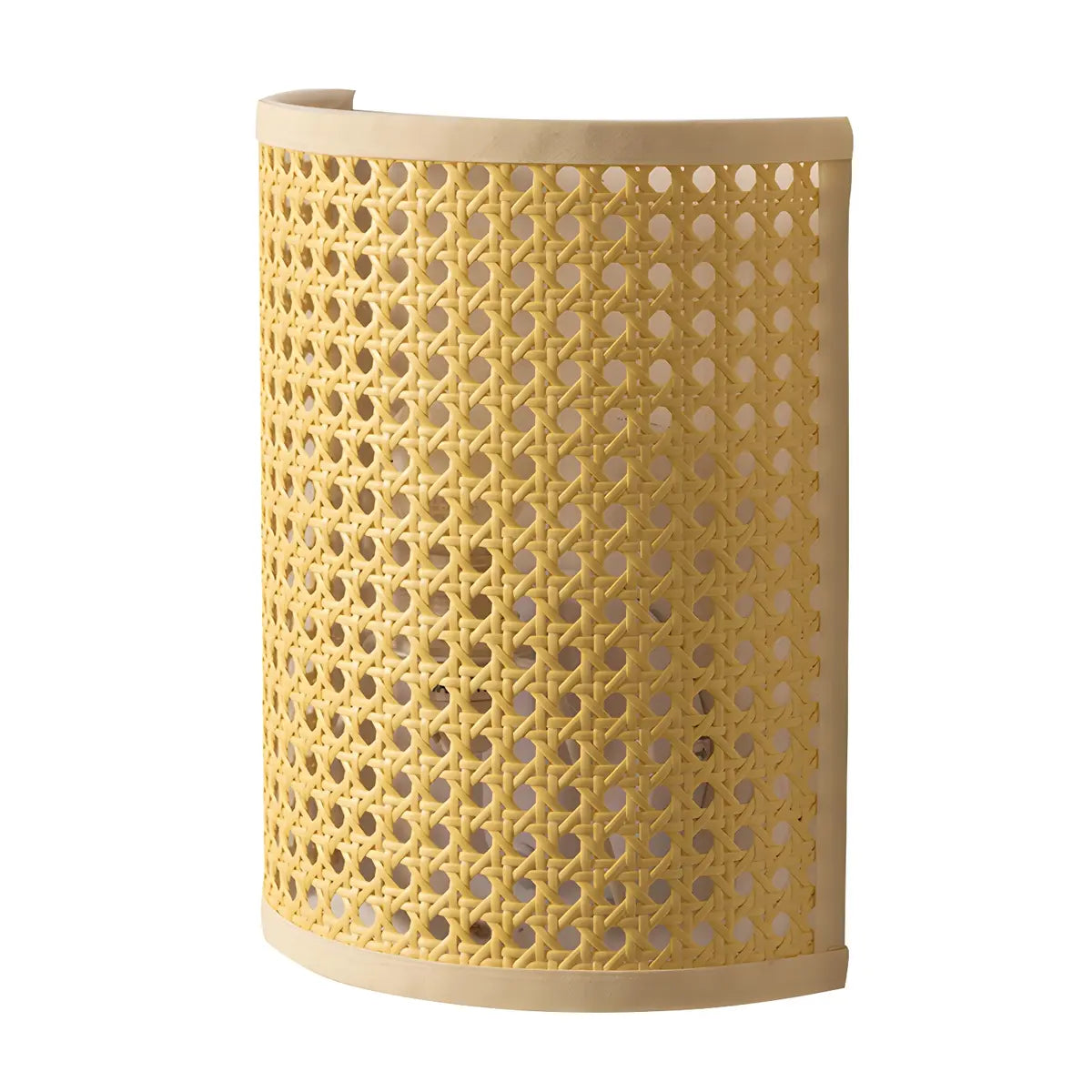 Coastal Cylinder Rattan Bedroom Mini Yellow Wall Sconce Image - 5